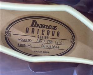 Ibanez Artcore Semi-Hollow Body Electric Guitar AM73-TBR-12-01